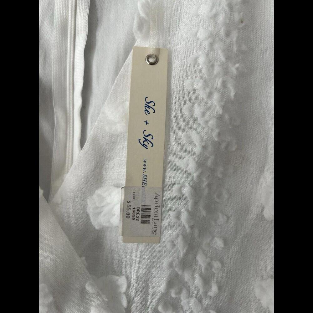SHE + SKY White Jacquard Swiss Dot Wrap Dress NWT Size M - Picture 5 of 11